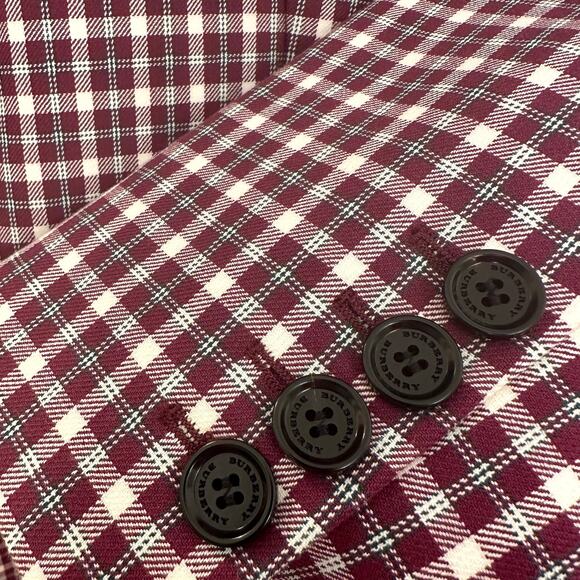 $1,450 BURBERRY NWT Purple Burgundy & White Plaid Blazer Jacket Coat – Size 10 - Picture 9 of 16